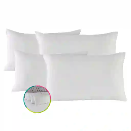 Set X 4 Almohadas Siliconada Hogareto 90x50 Cm Blanco