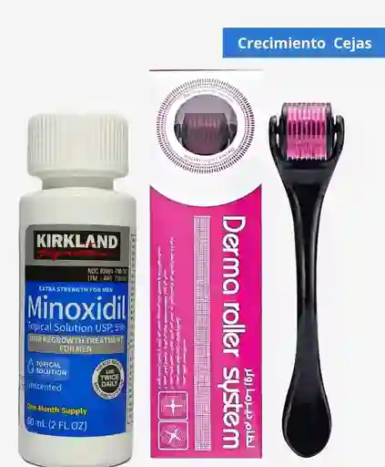 Kit Completo De Crecimiento: Para Barba, Cabello O Cejas Con Minoxidil Y Dermaroller