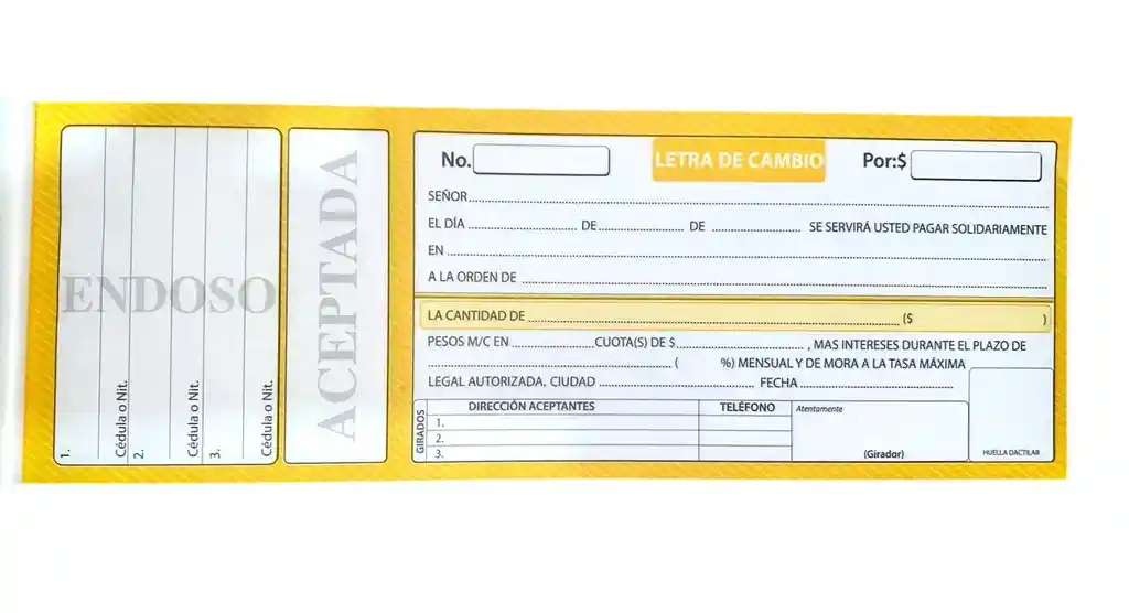 Letra De Cambio X 5 Unidades