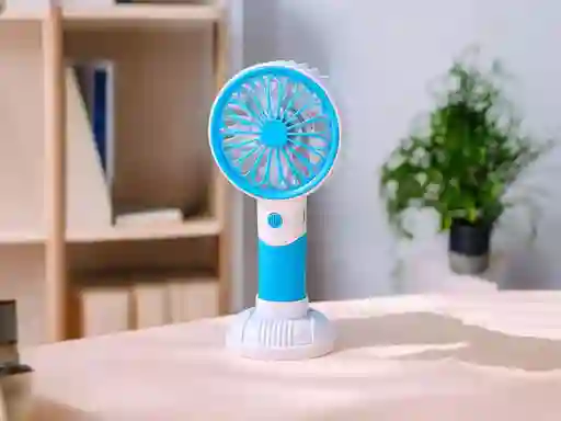 Mini Ventilador De Mano Portátil Con Base Recargable Por Usb 3 Velocidades (blanco/azul)