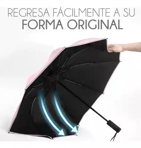Sombrilla/paraguas Automática Con Filtro Solar Color Rosado