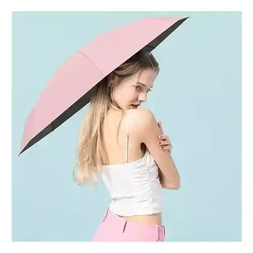 Sombrilla/paraguas Automática Con Filtro Solar Color Rosado