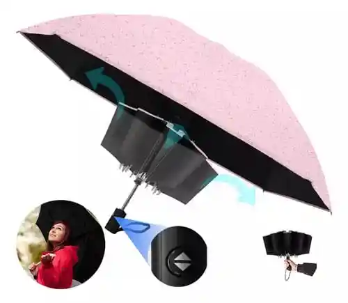 Sombrilla/paraguas Automática Con Filtro Solar Color Rosado