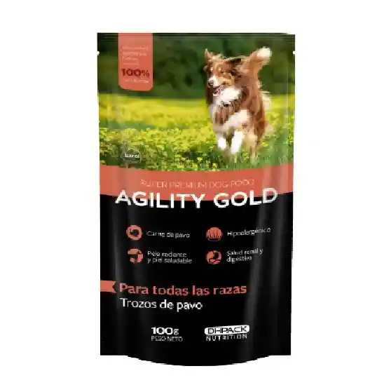 Pouche Agility Gold Perro Trozos De Pavo