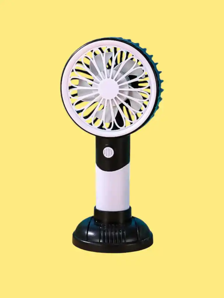 Mini Ventilador De Mano Portátil Con Base Recargable Por Usb 3 Velocidades (blanco/negro)