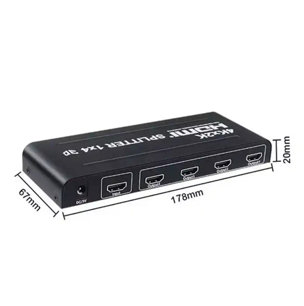 Splitter Hdmi 1x4 4k Uhd 2k Full Hd 3d C/ Fuente 4 Pantallas