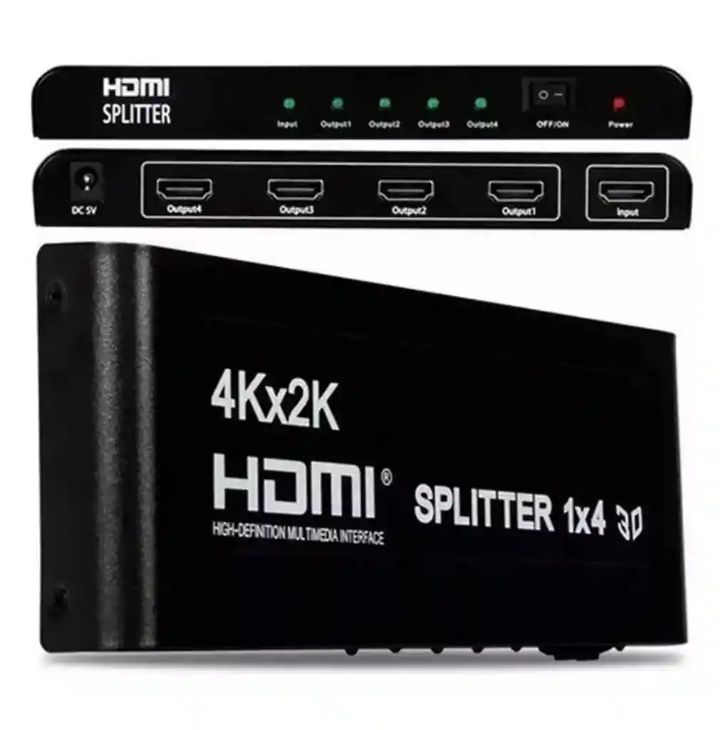 Splitter Hdmi 1x4 4k Uhd 2k Full Hd 3d C/ Fuente 4 Pantallas