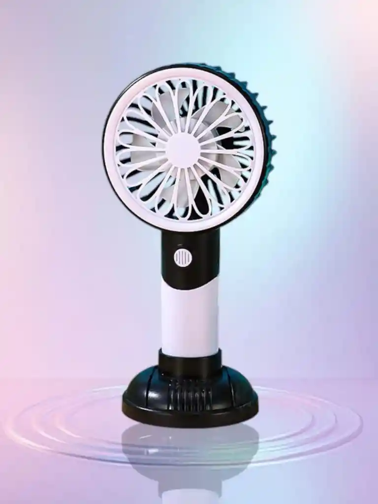 Mini Ventilador De Mano Portátil Con Base Recargable Por Usb 3 Velocidades (blanco/negro)