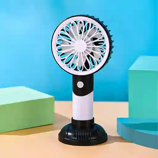 Mini Ventilador De Mano Portátil Con Base Recargable Por Usb 3 Velocidades (blanco/negro)