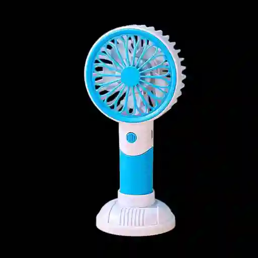 Mini Ventilador De Mano Portátil Con Base Recargable Por Usb 3 Velocidades (blanco/azul)