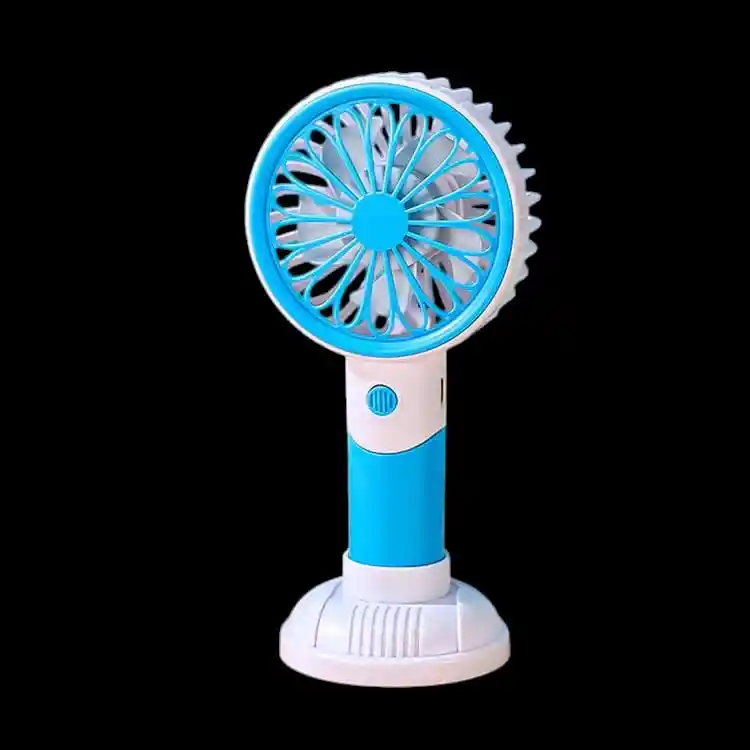 Mini Ventilador De Mano Portátil Con Base Recargable Por Usb 3 Velocidades (blanco/azul)