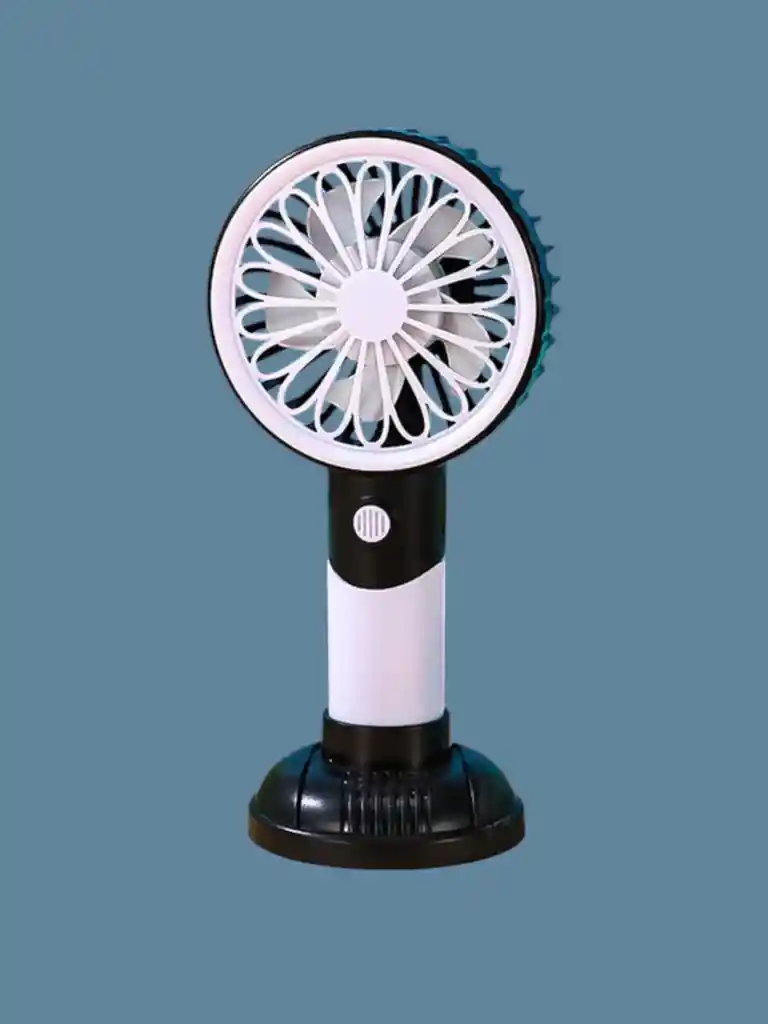Mini Ventilador De Mano Portátil Con Base Recargable Por Usb 3 Velocidades (blanco/negro)