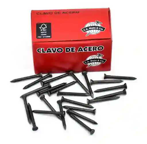 Clavo De Acero Liso, Puntilla De Hierro 1" 1/2 X10 Und