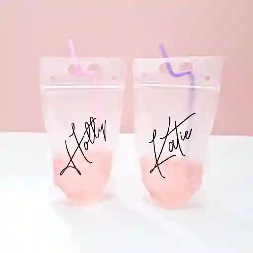 Bolsas Desechables Para Bebidas Cocteles Con Pitillo X10