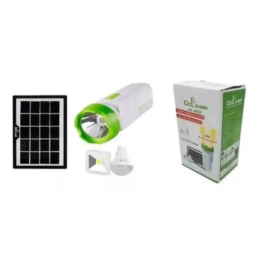 Kit Linterna Recargable 3w Portátil Liviana Con Panel Solar