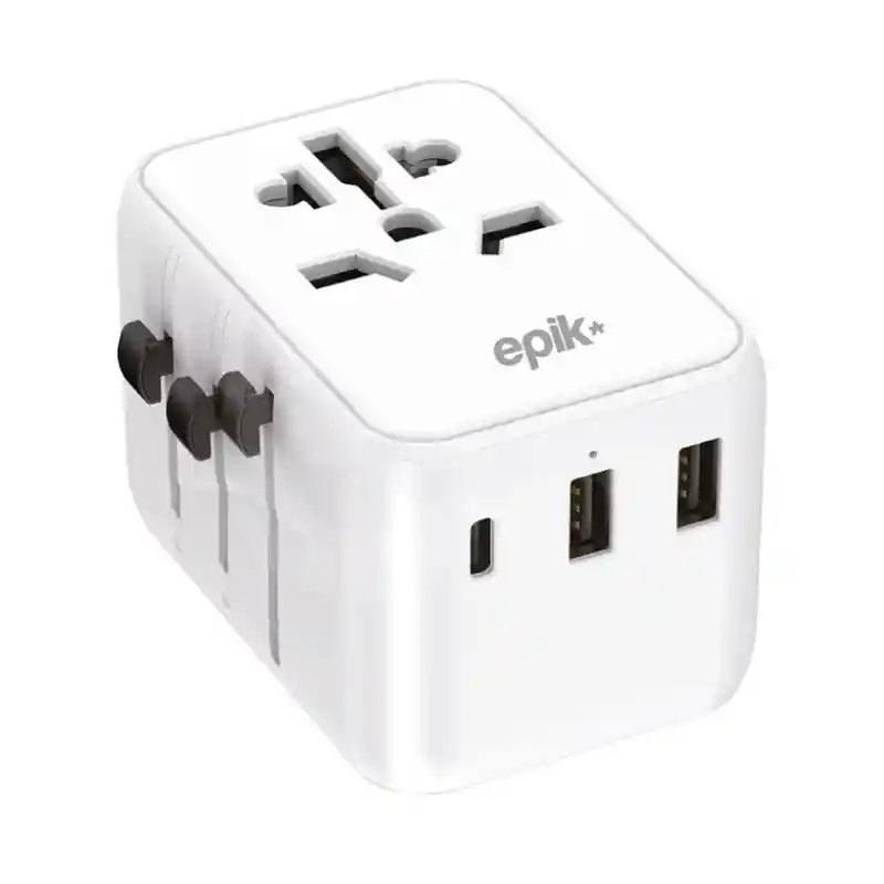 Adaptador Universal De Viaje Epik® 20w – Carga Rápida Con Usb Y Tipo-c En Cualquier Parte Del Mundo