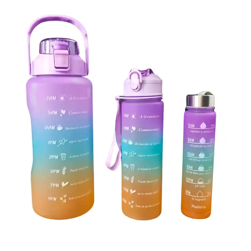 Botilo Motivacional Botella De Agua 2000 Ml+ Stikers