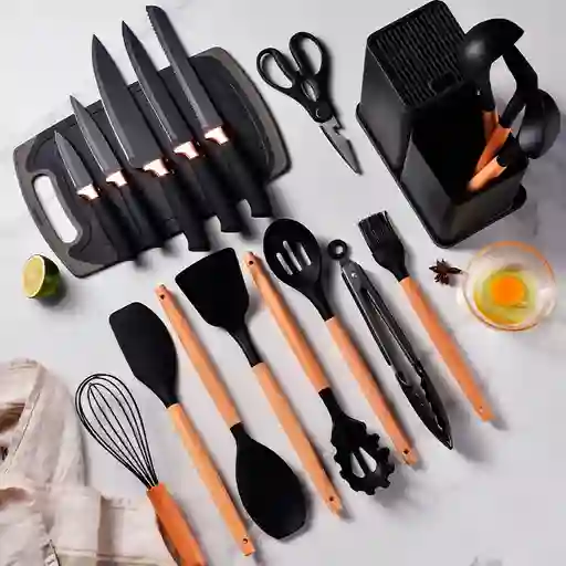 Set De 19 Utensilios De Cocina – Completo, Resistente Y Antiadherente