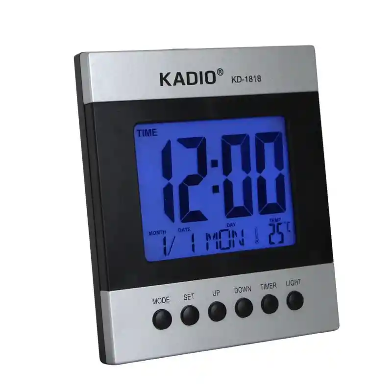 Reloj Multifuncional Alarma Digital, Sensor Calendario Y Termómetro (negro/plateado