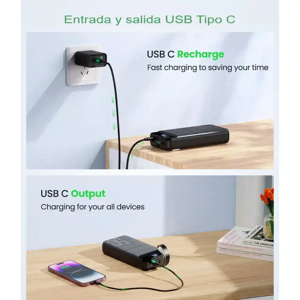 Power Bank Batería Externa Portátil 50.000 Mah Carga Rápida