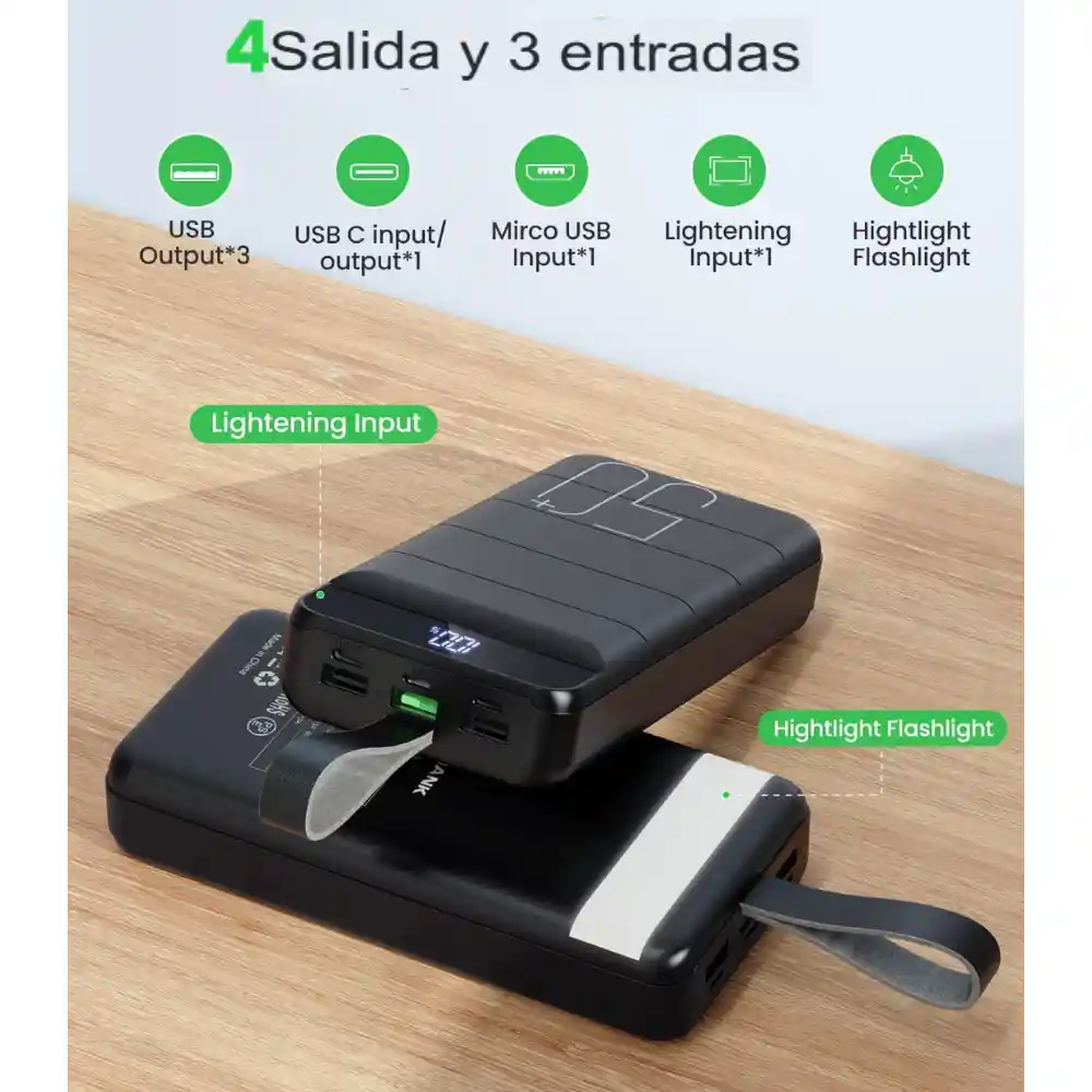 Power Bank Batería Externa Portátil 50.000 Mah Carga Rápida