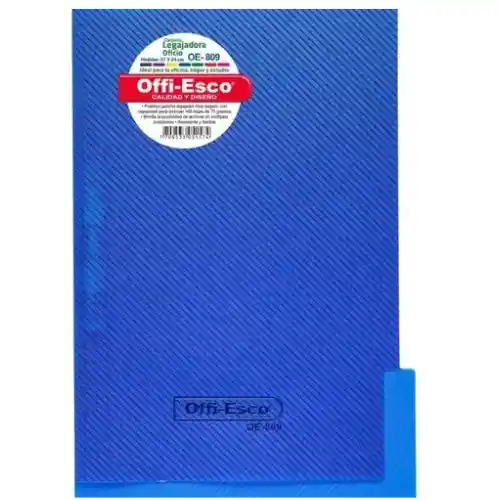 Carpeta Platica Legajadora Azul Oe-809 Oficio