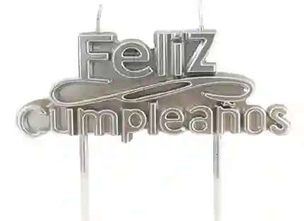 Velas Feliz Cumpleaños Plateado