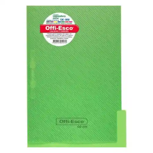 Carpeta Plastica Legajadora Verde Oe-809 Oficio