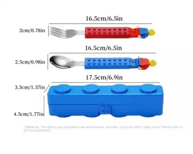 Set Cubiertos Niño Tipo Lego Cuchara Y Tenedor