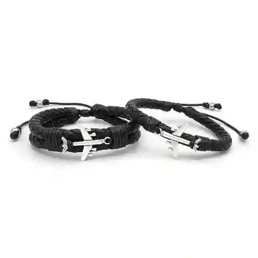 Pulseras Aviones Para Parejas Cuero Trenzado