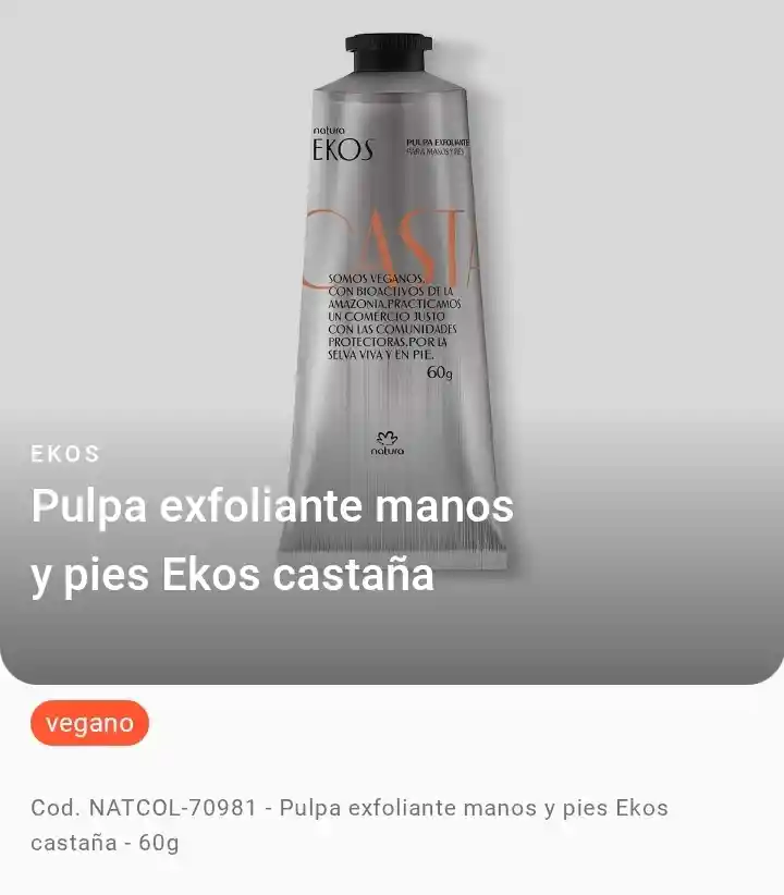 Natura - Pulpa Exfoliante Sin Enjuague Para Manos Y Pies - Castaña