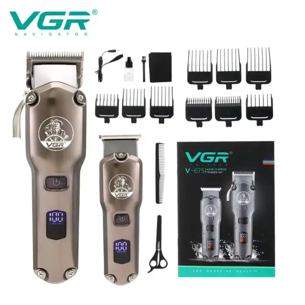 Set Maquina + Patillera Recargable V-675 Vgr