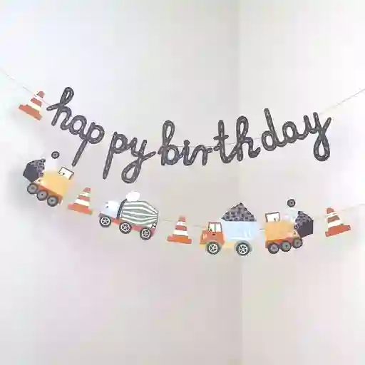 Banderin Aviso Cumpleaños Construccion