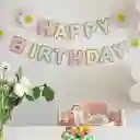 Banderin Cumpleaños Y Margaritas Colores Pastel