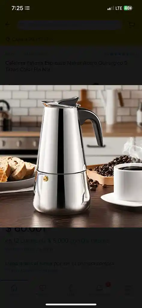 Cafetera Italiana Moka Acero Inoxidable 600ml Espresso 12tzs