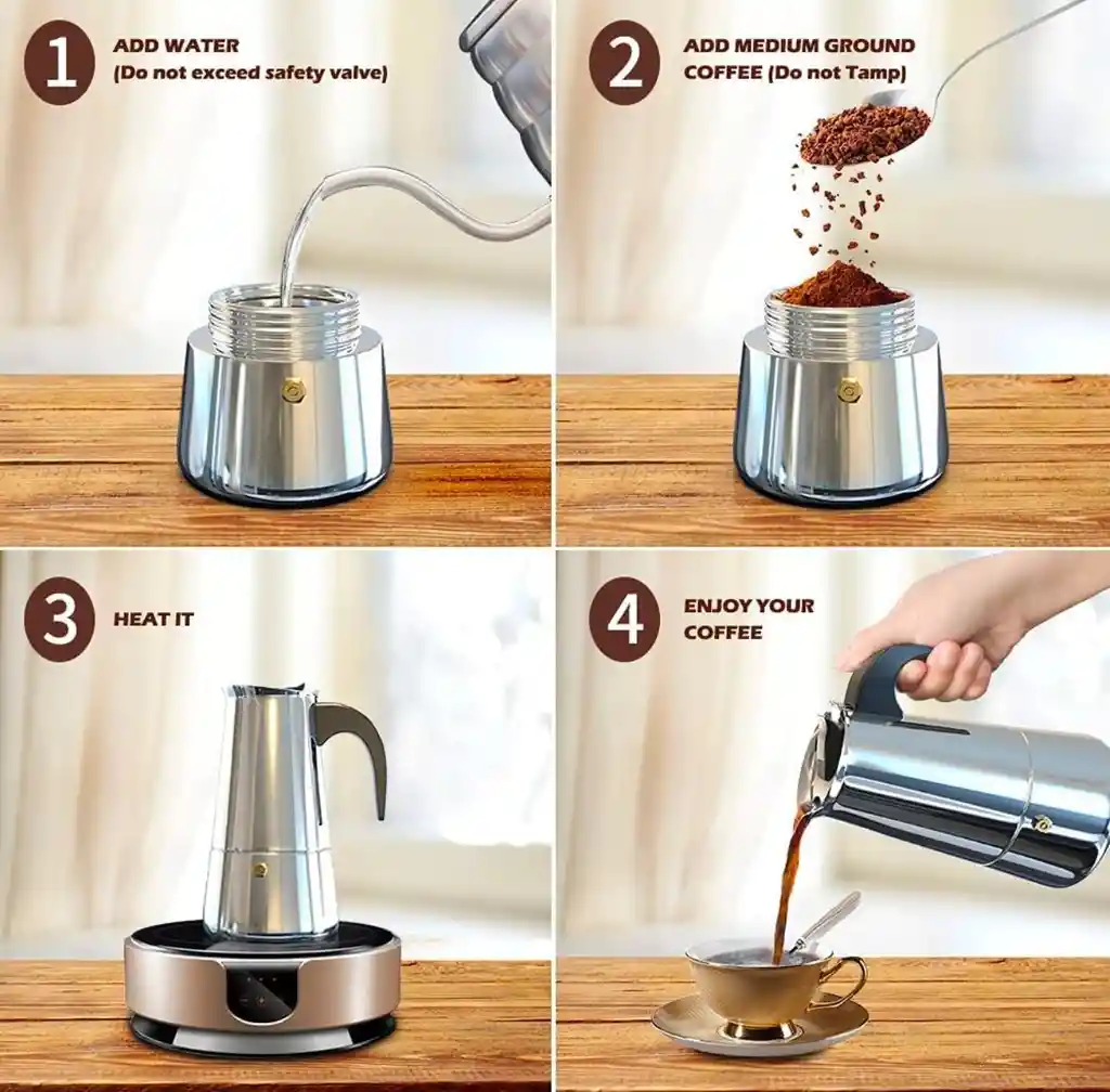 Cafetera Italiana Moka Acero Inoxidable 600ml Espresso 12tzs