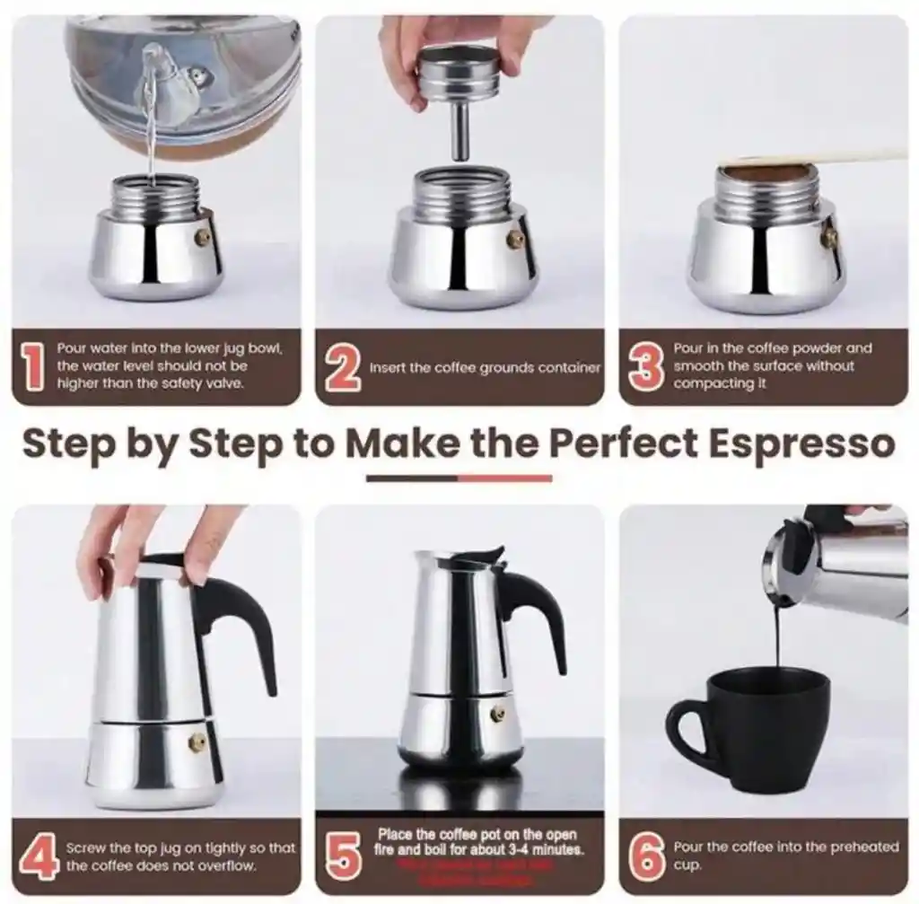 Cafetera Italiana Espresso Maker Acero Quirurgico 6 Tazas Color Plata