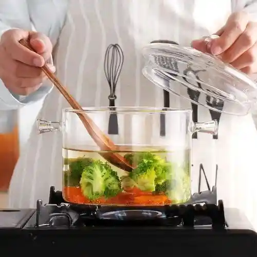 Olla De Vidrio Con Tapa 1.5 Litros Saludable De Borosilicato