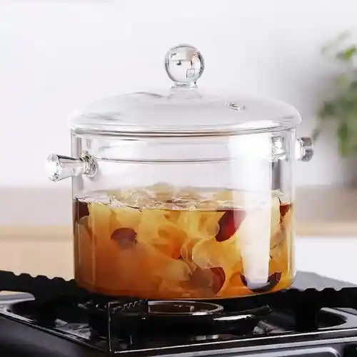 Olla De Vidrio Con Tapa 1.5 Litros Saludable De Borosilicato