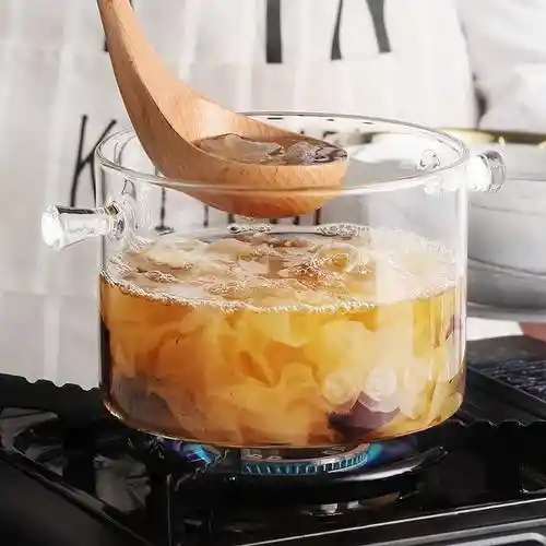 Olla De Vidrio Con Tapa 1.5 Litros Saludable De Borosilicato