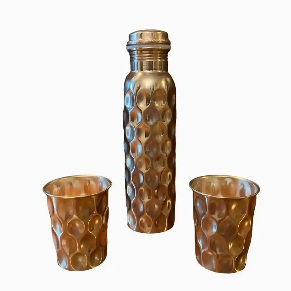 Set Botella Martillada Grande + 2 Vasos