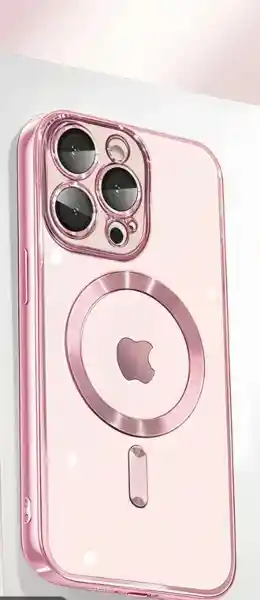 Funda Protectora Transparente De Lente Magnética Rosa Para Iphone 16 Pro