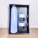 Kit Termo 600 Ml Acero Inoxidable Con 3 Tazas