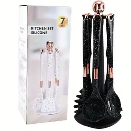 Set De Utensilios Cocina En Silicona Con Base 7 Piezas