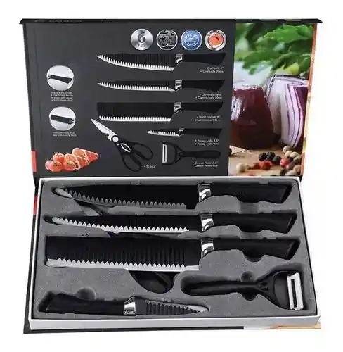 Set De Cuchillos Tijeras Y Pelador Utencilios De Cocina