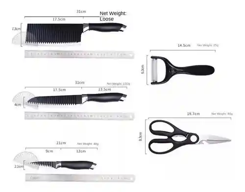 Set De Cuchillos Tijeras Y Pelador Utencilios De Cocina