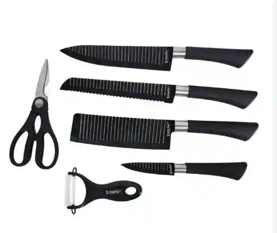 Set De Cuchillos Tijeras Y Pelador Utencilios De Cocina