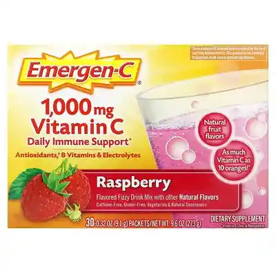 Emergen-c Vitamin C Frambuesa 1,000 Mg 30 Sobres 0.32 Oz (9.1 G)