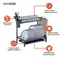 Platero Organizador De Cocina Metalico 2 Niveles Armable Innovo Home Negro