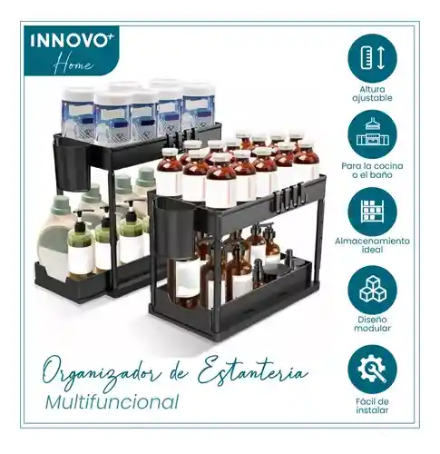 Organizador Multifuncional Para Hogar 2 Niveles Baño Cocina Innovo Home